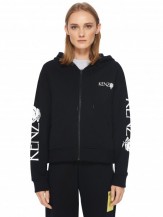 KENZO logo print zipped hoodie